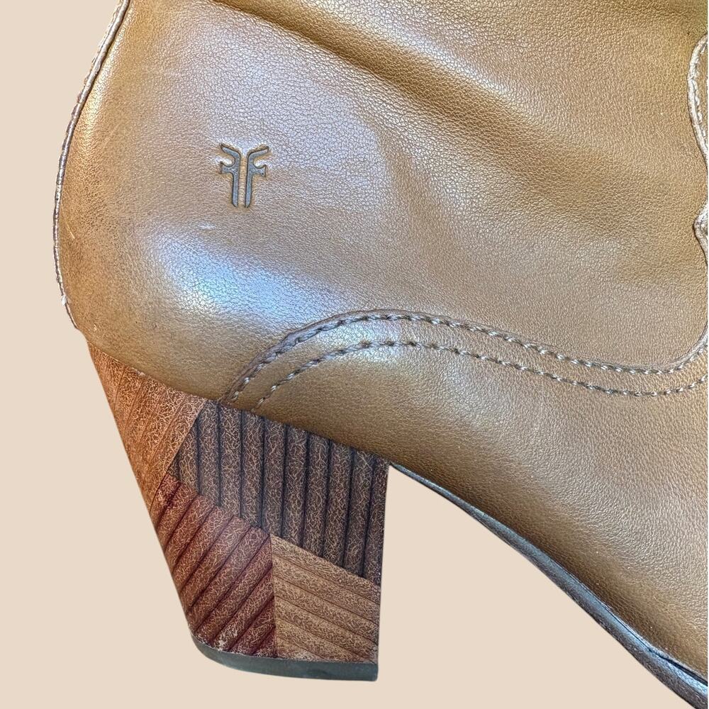 Frye Reed Inside Zip Tall Western Inspired Retro Knee Boots "Patchwork" Heels 7 - Picture 7 of 16